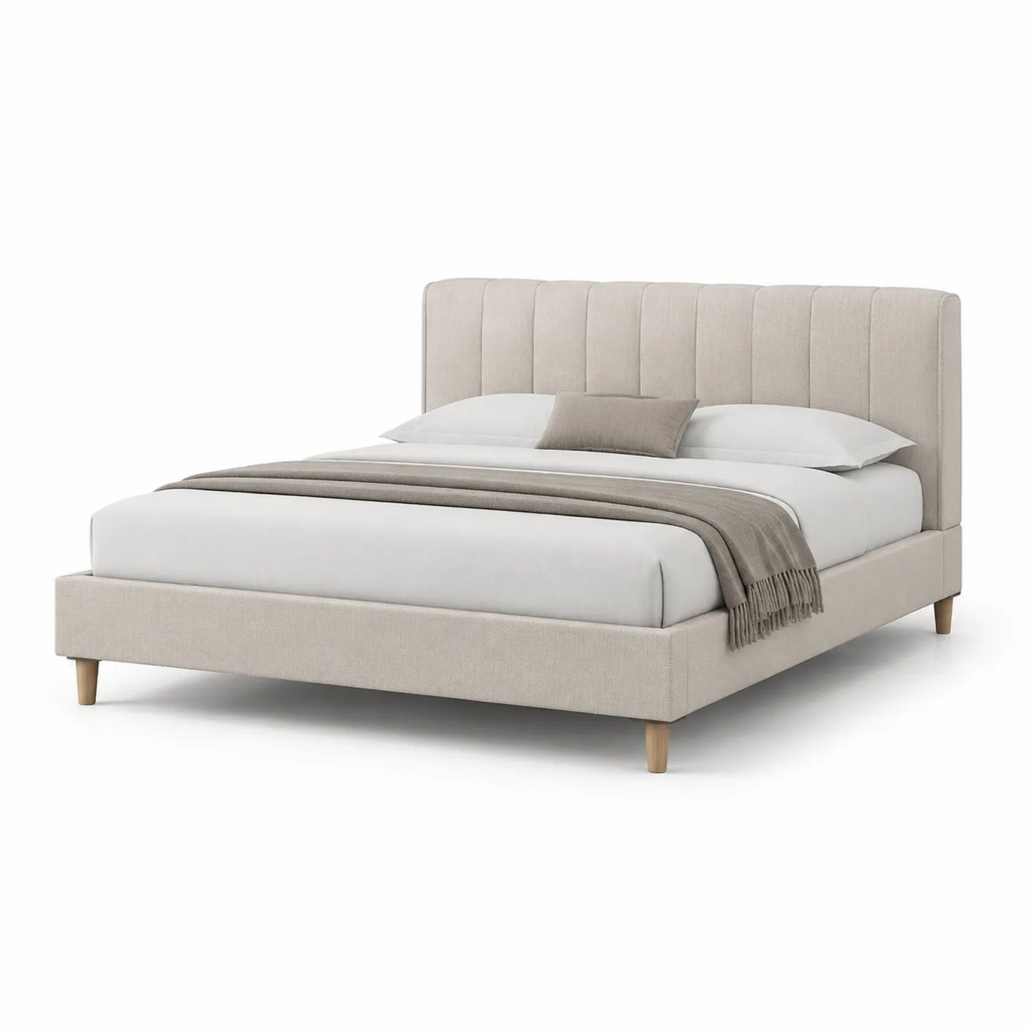 Bett aus Textilstoff Beige 180x200cm