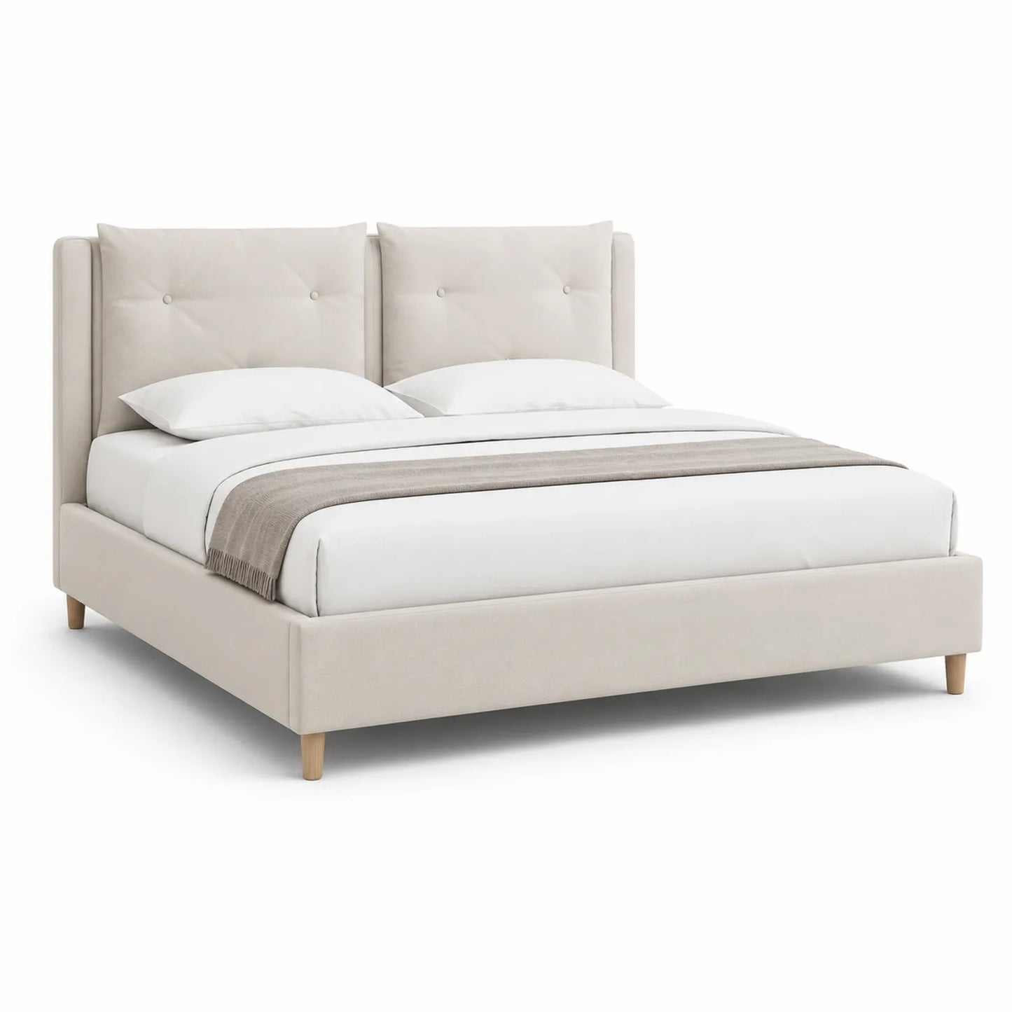 Polsterbett mit Holzbeinen 180x200 cm Beige