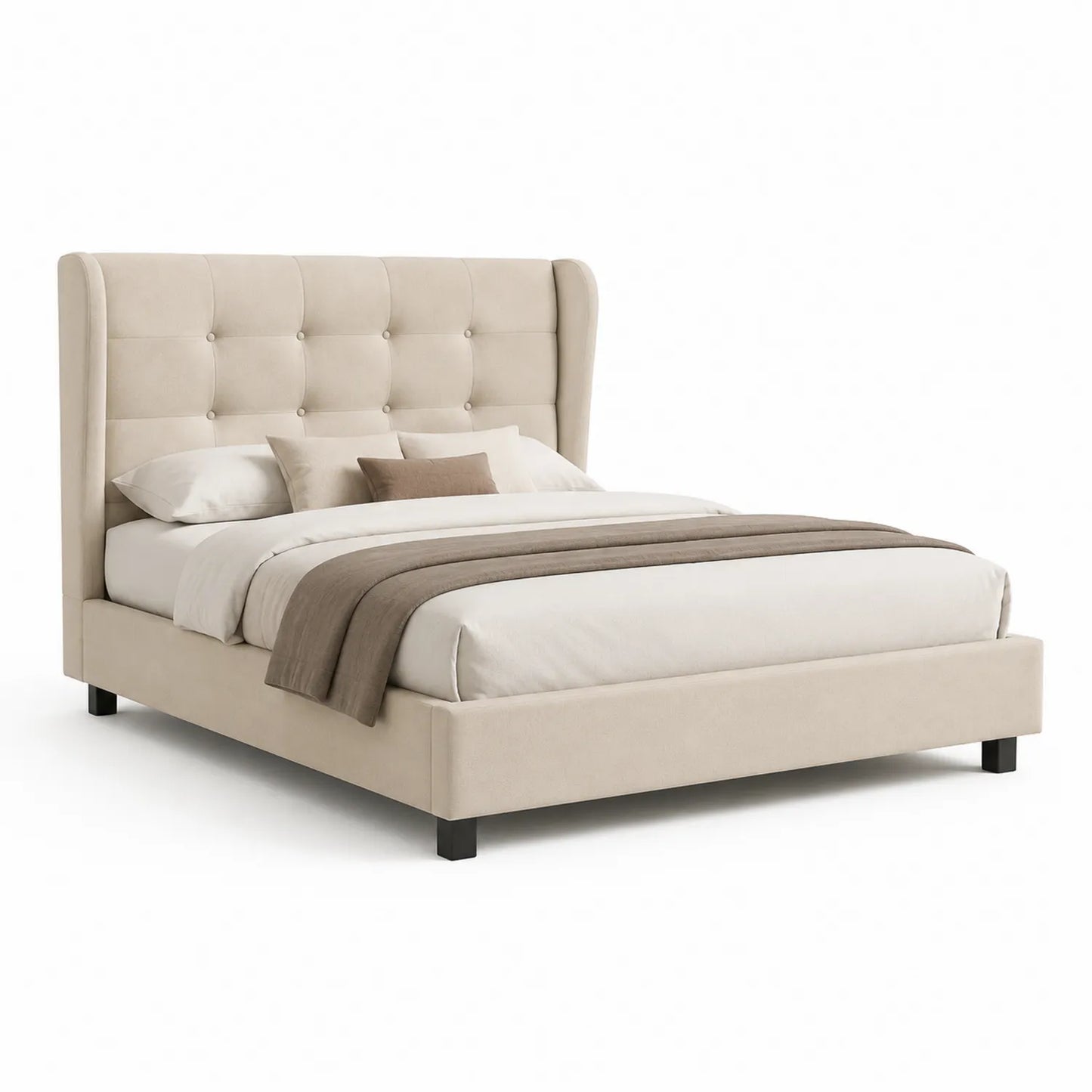 Polsterbett mit Kopfteil Beige 200x160x120cm