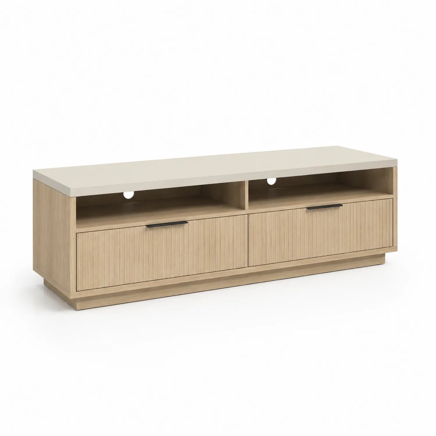 TV-Schrank aus Eichenholz mit Schubladen und Ablagen 150x45x50 cm