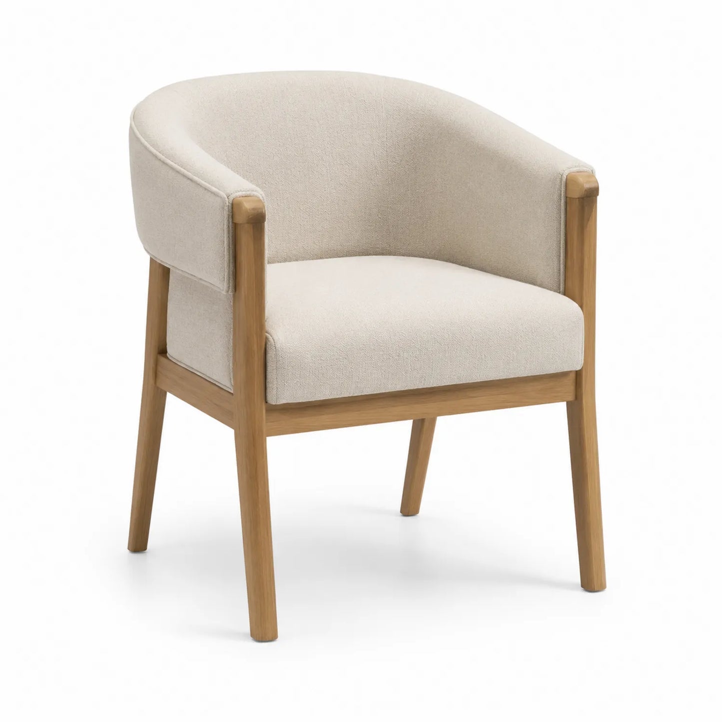 Holzsessel mit Polyesterstoff in Beige, 75 cm hoch