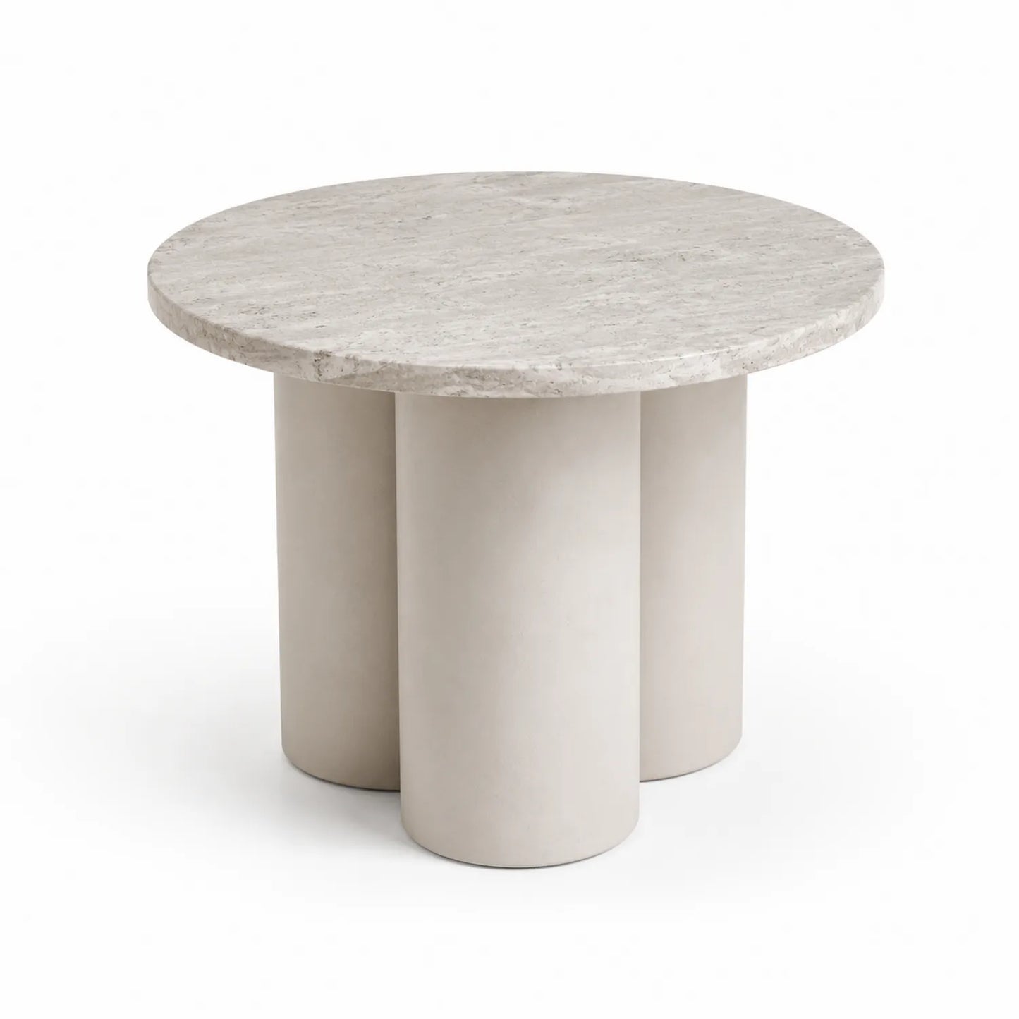 Runder Couchtisch aus Travertin und Fiberglas 60cm