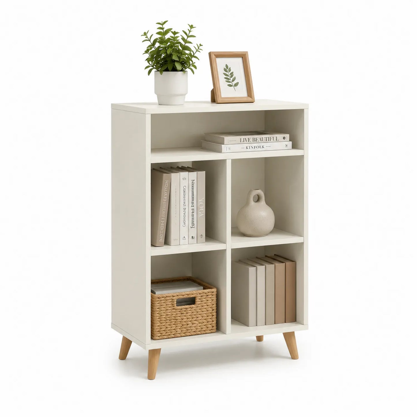 Regal mit 5 Fächern MDF Weiß 80x30x120cm