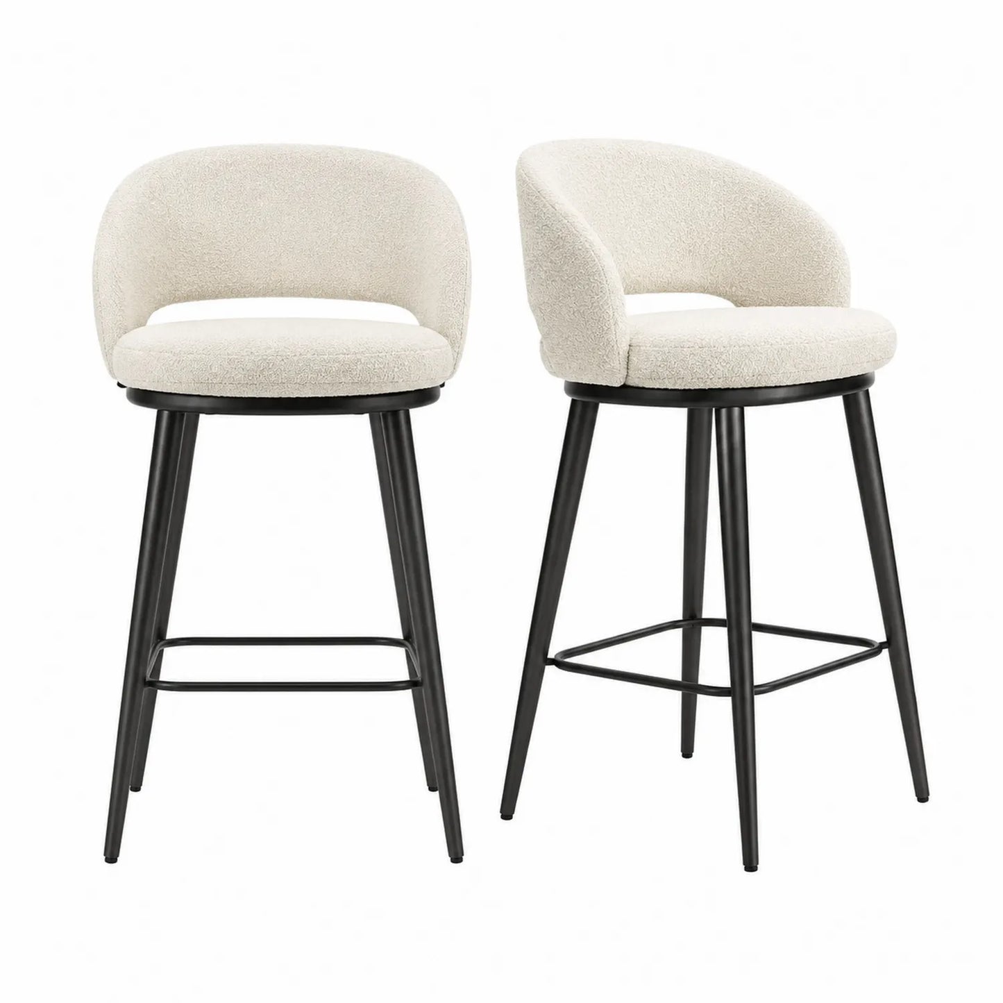 2er Set Barhocker Stoff Creme Metall 95cm
