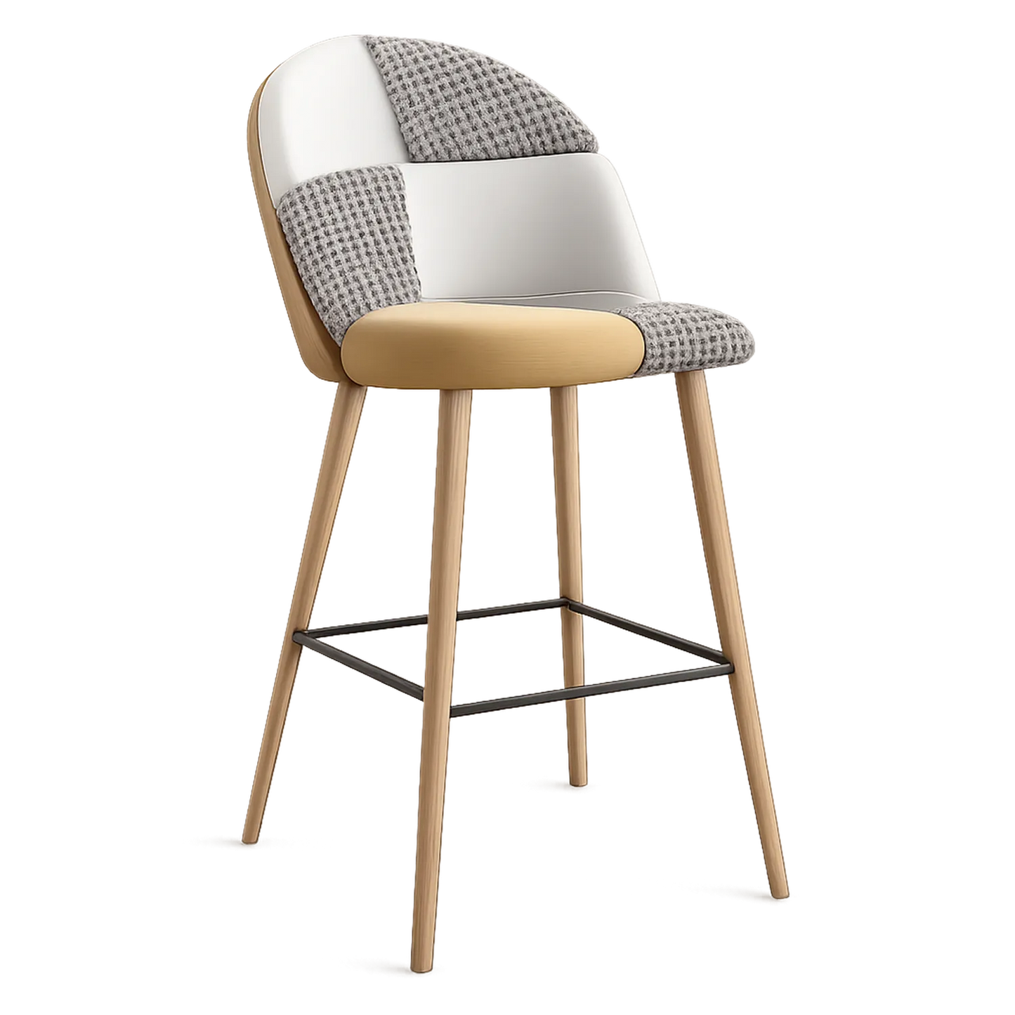 Barhocker Holz/Textil Grau-Weiß/Beige 105cm