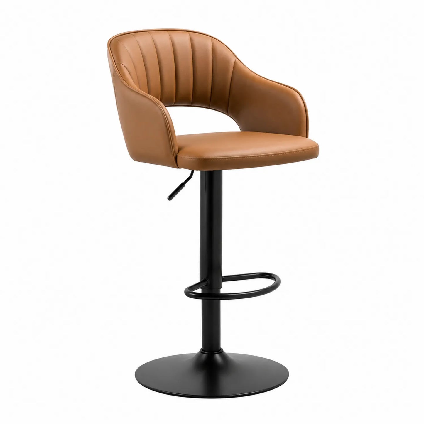 Höhenverstellbarer Barhocker mit Leder und Metallbasis Braun