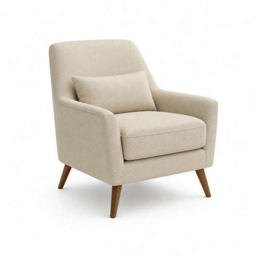 Sessel Leinenstoff Beige mit Holzbeinen