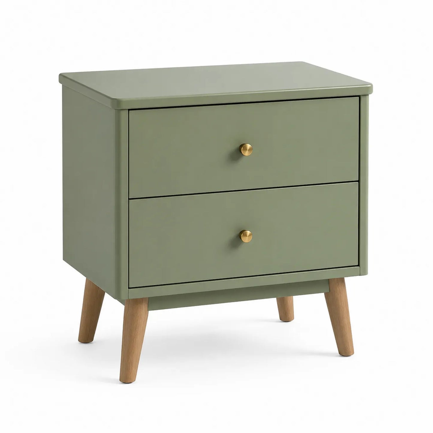 Nachttisch mit 2 Schubladen MDF Olivgrün