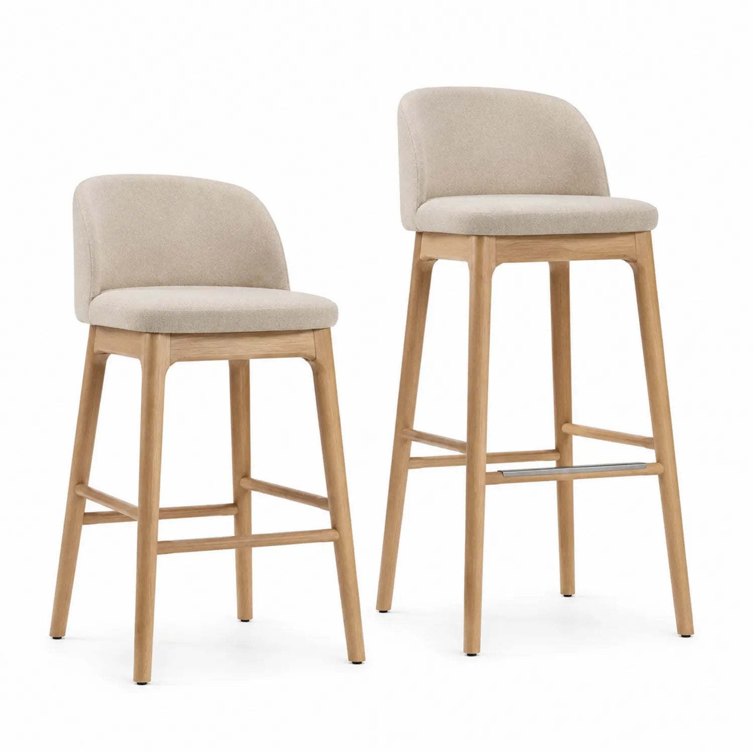 2er-Set Barhocker mit Rückenlehne Stoff Holz