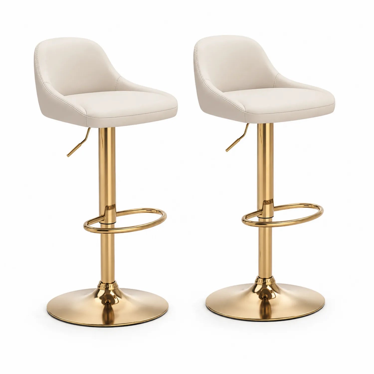 2er Set höhenverstellbare Barhocker mit Kunstleder und Metall