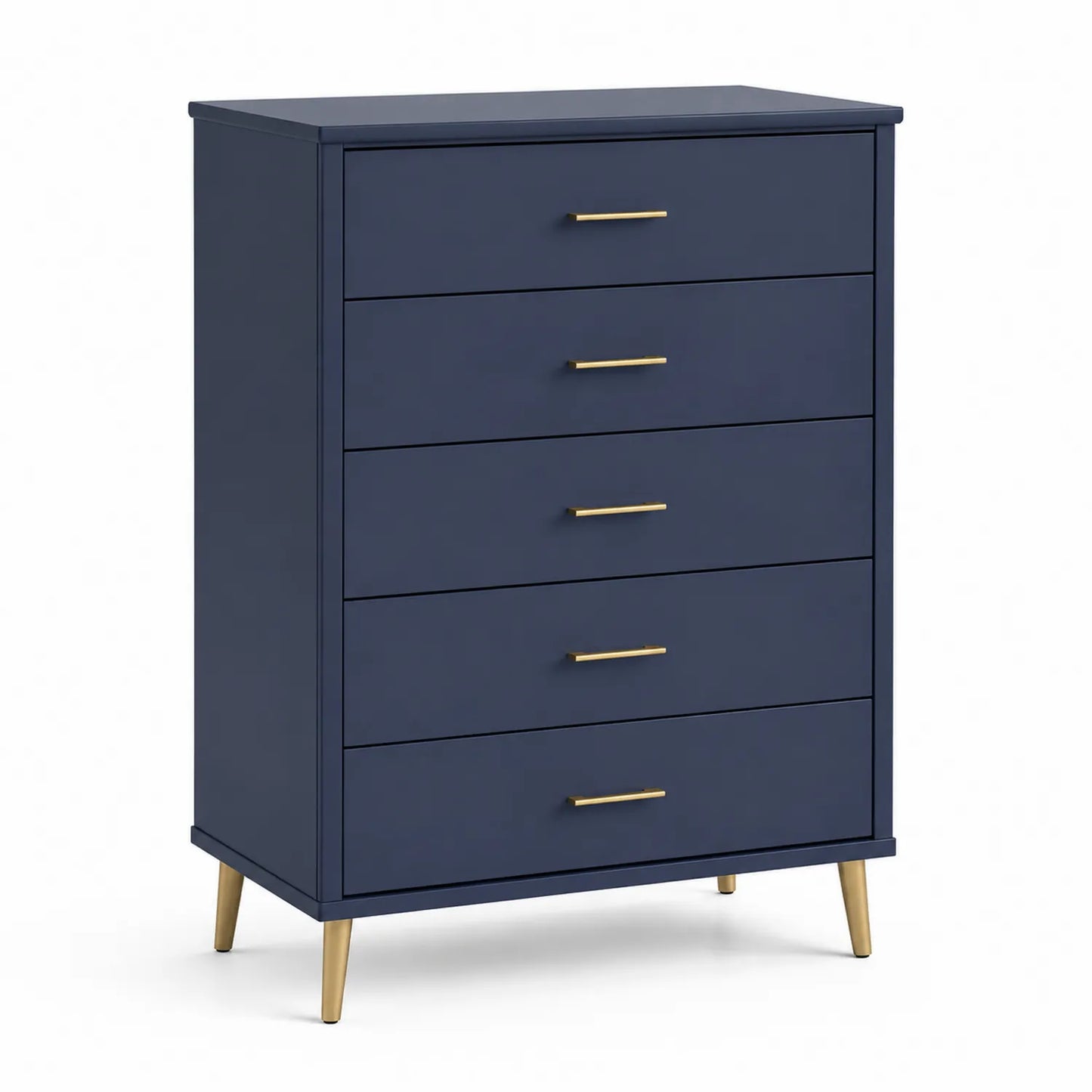 Holzwerkstoff Kommode mit 5 Schubladen in Blau und Gold