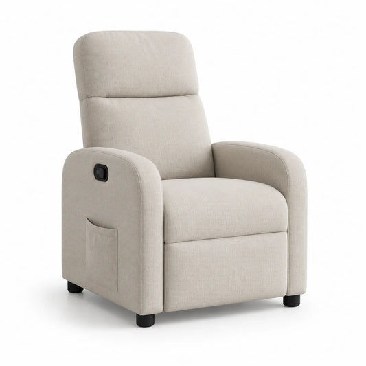 Polstersessel aus Leinen mit verstellbarer Rückenlehne, Beige