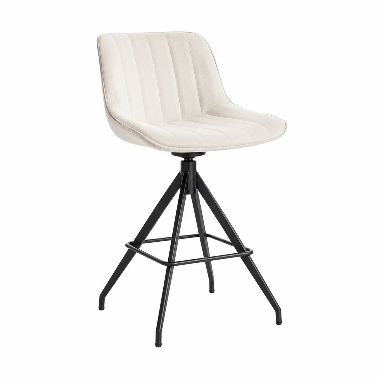 Barhocker mit Veloursbezug Beige und Metallbeinen