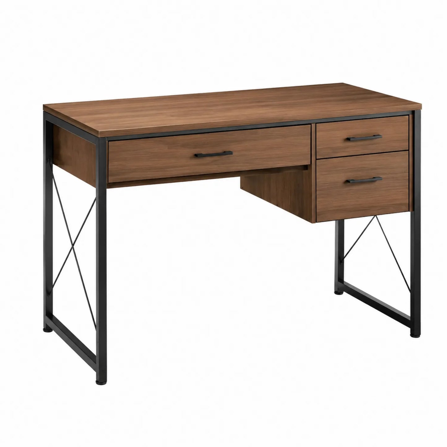 Schreibtisch aus MDF mit Stahlrahmen, 120 cm, Walnuss/Schwarz