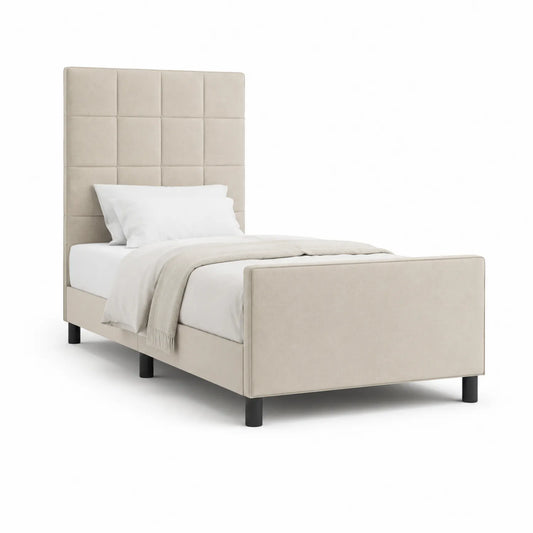 Polsterbett Einzelbett Stoff Beige 200x100 cm