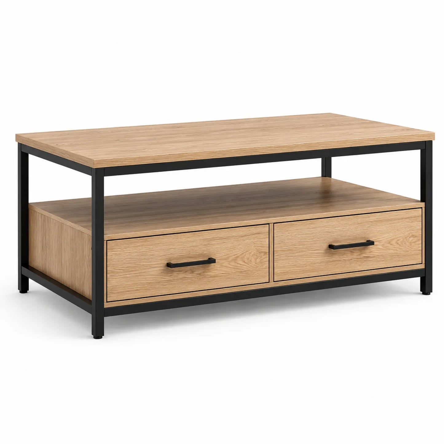 Rechteckiger Couchtisch aus MDF und Stahl 110x60x45cm