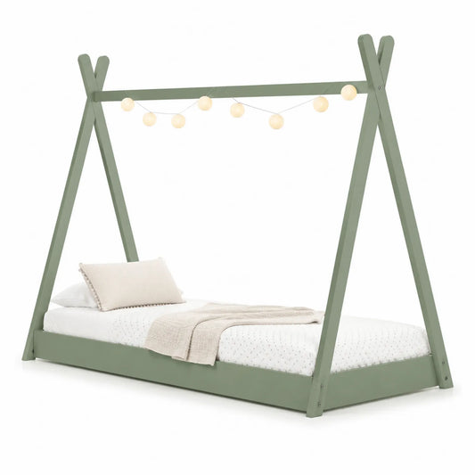 Kinder-Zeltbett aus Kiefernholz, 200 cm x 90 cm, grün