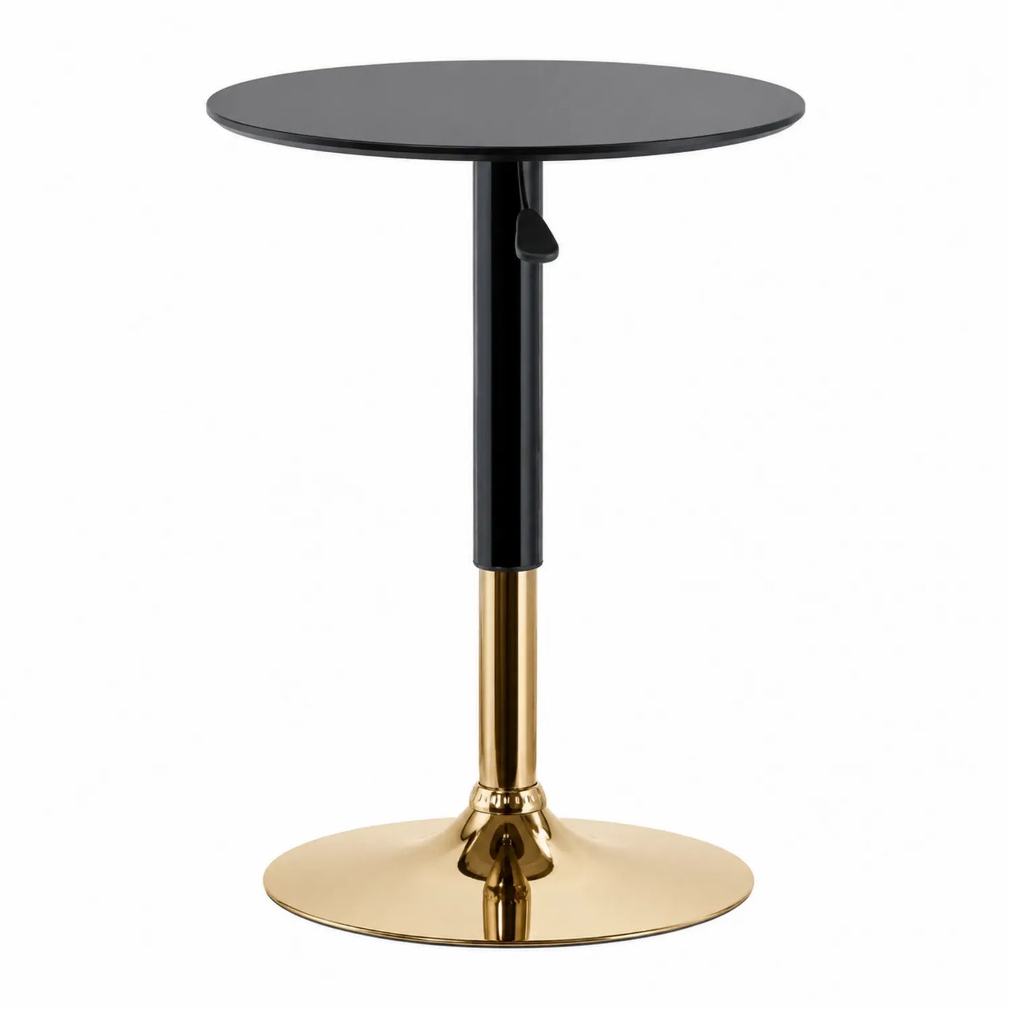 Runder Stehtisch höhenverstellbar Schwarz/Gold Metall Ø60 cm