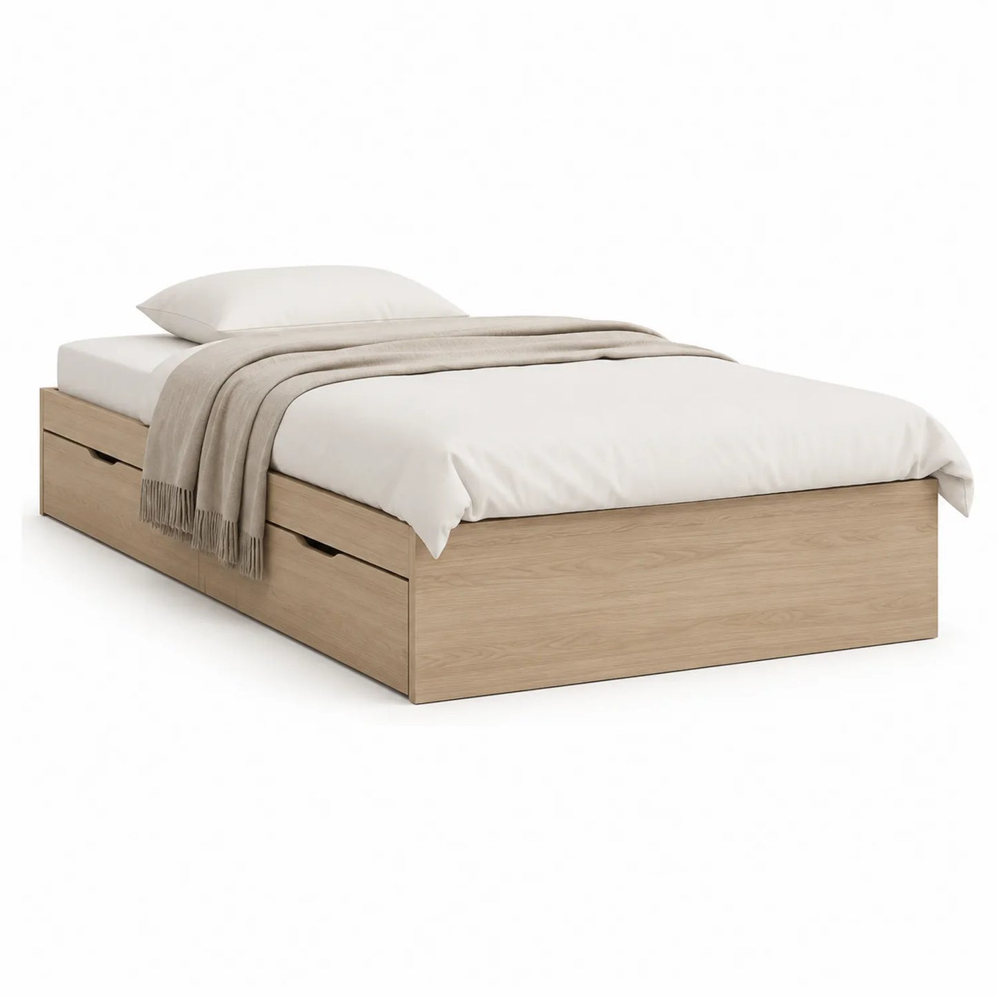 Einzelbett mit Stauraum 200x90 cm Spanplatte Eiche