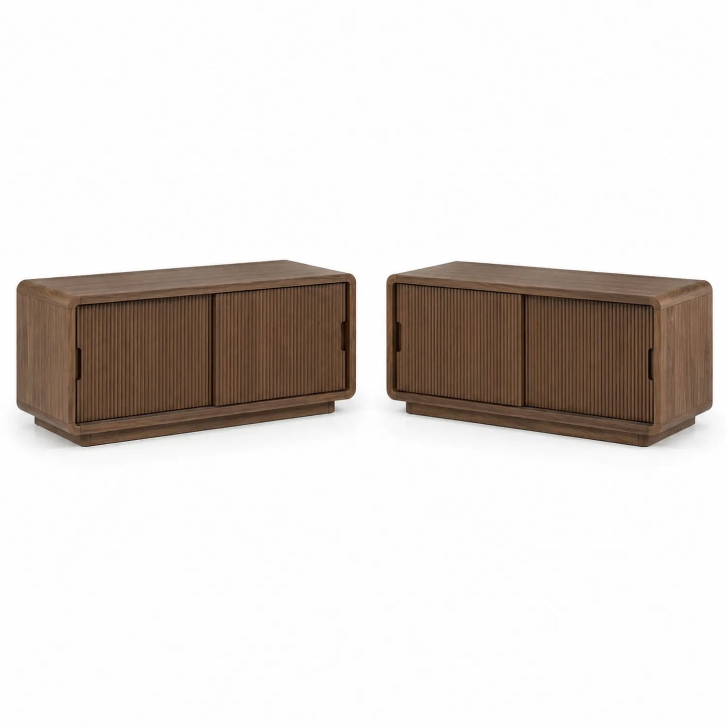 Walnussholz TV-Schrank Set mit Schiebetüren, 120x45x50cm