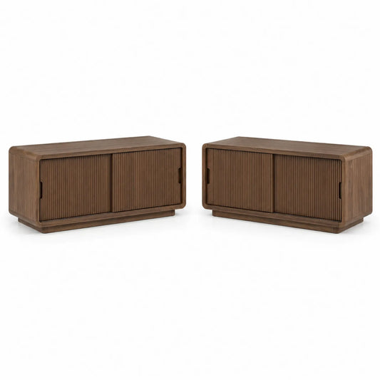 Walnussholz TV-Schrank Set mit Schiebetüren, 120x45x50cm
