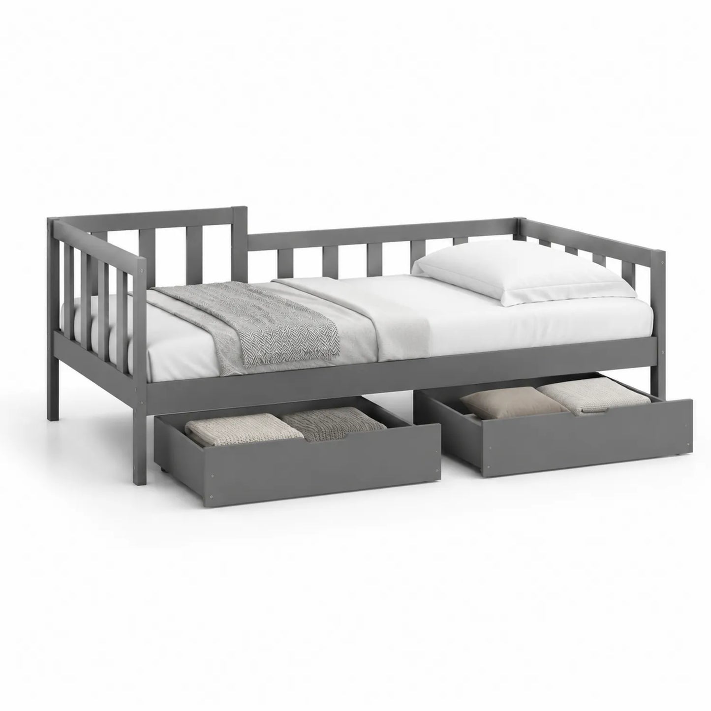 Holztagesbett mit Schubladen 200x90 cm Grau