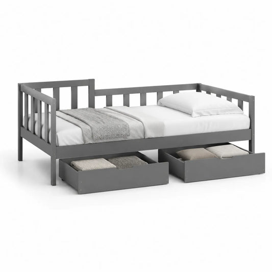 Holztagesbett mit Schubladen 200x90 cm Grau