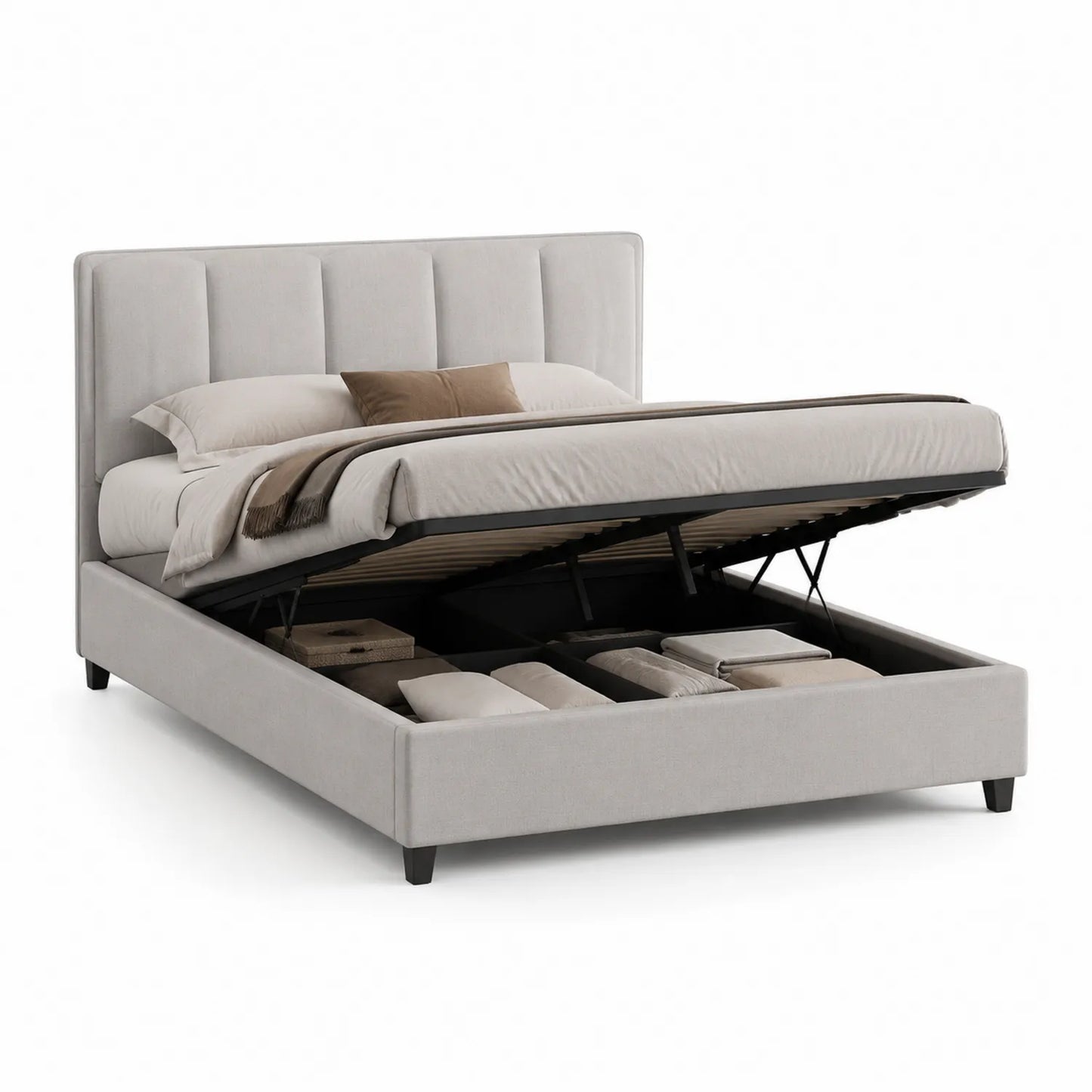 Stoffbett mit Stauraum 180x200 cm Beige