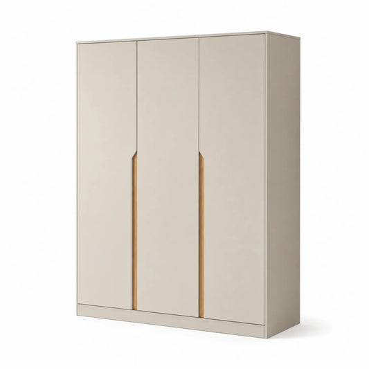 Beiger Kleiderschrank mit 3 Türen aus MDF 200x150x60cm