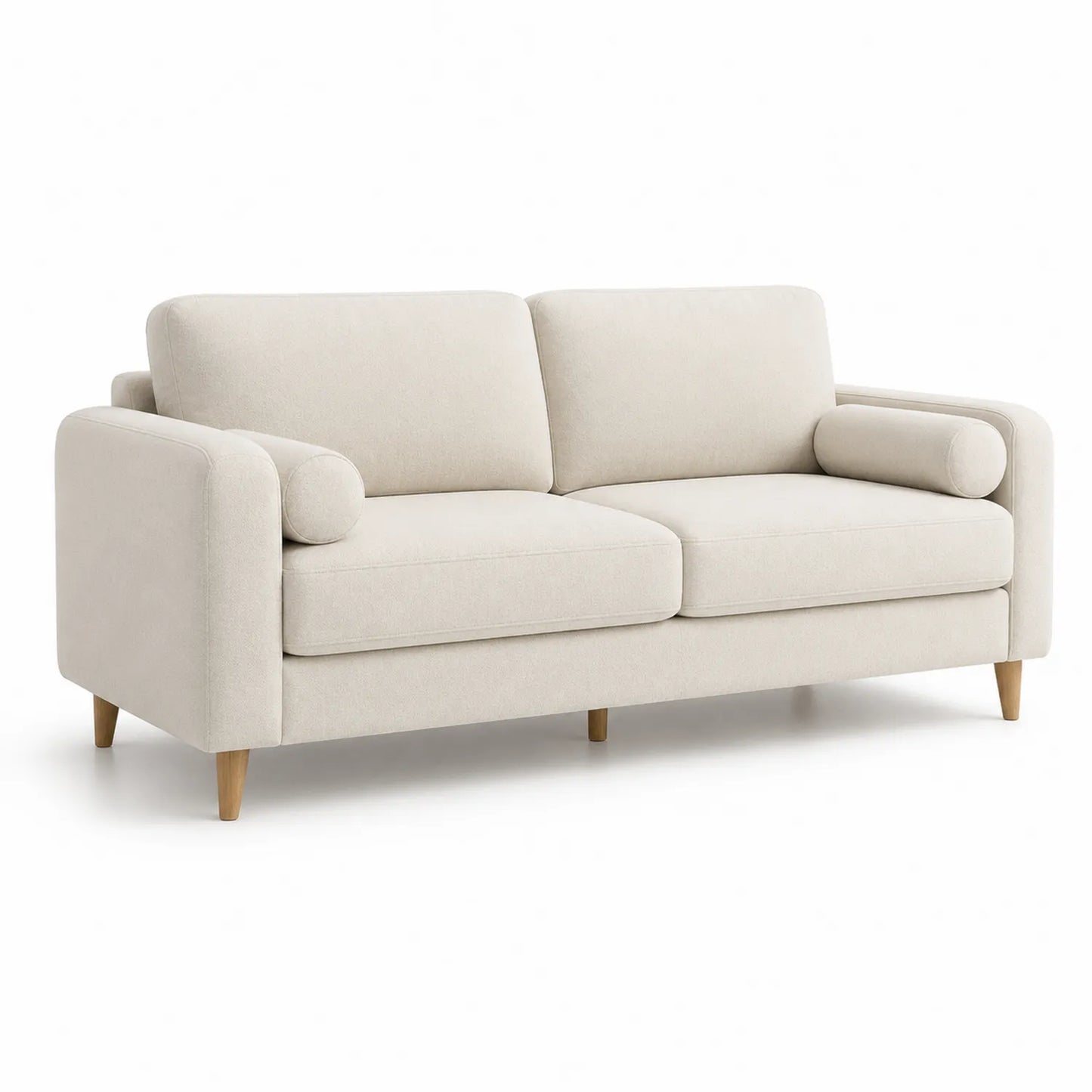 2-Sitzer Sofa Leinen Beige mit Holzbeinen 180cm