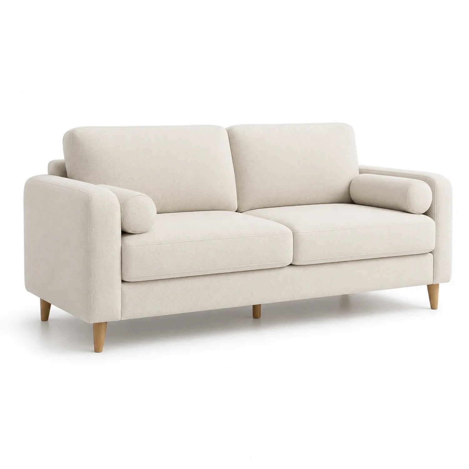 2-Sitzer Sofa Leinen Beige mit Holzbeinen 180cm