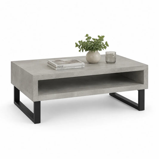 Couchtisch Betonoptik Metallbeine Grau 110x60x42 cm