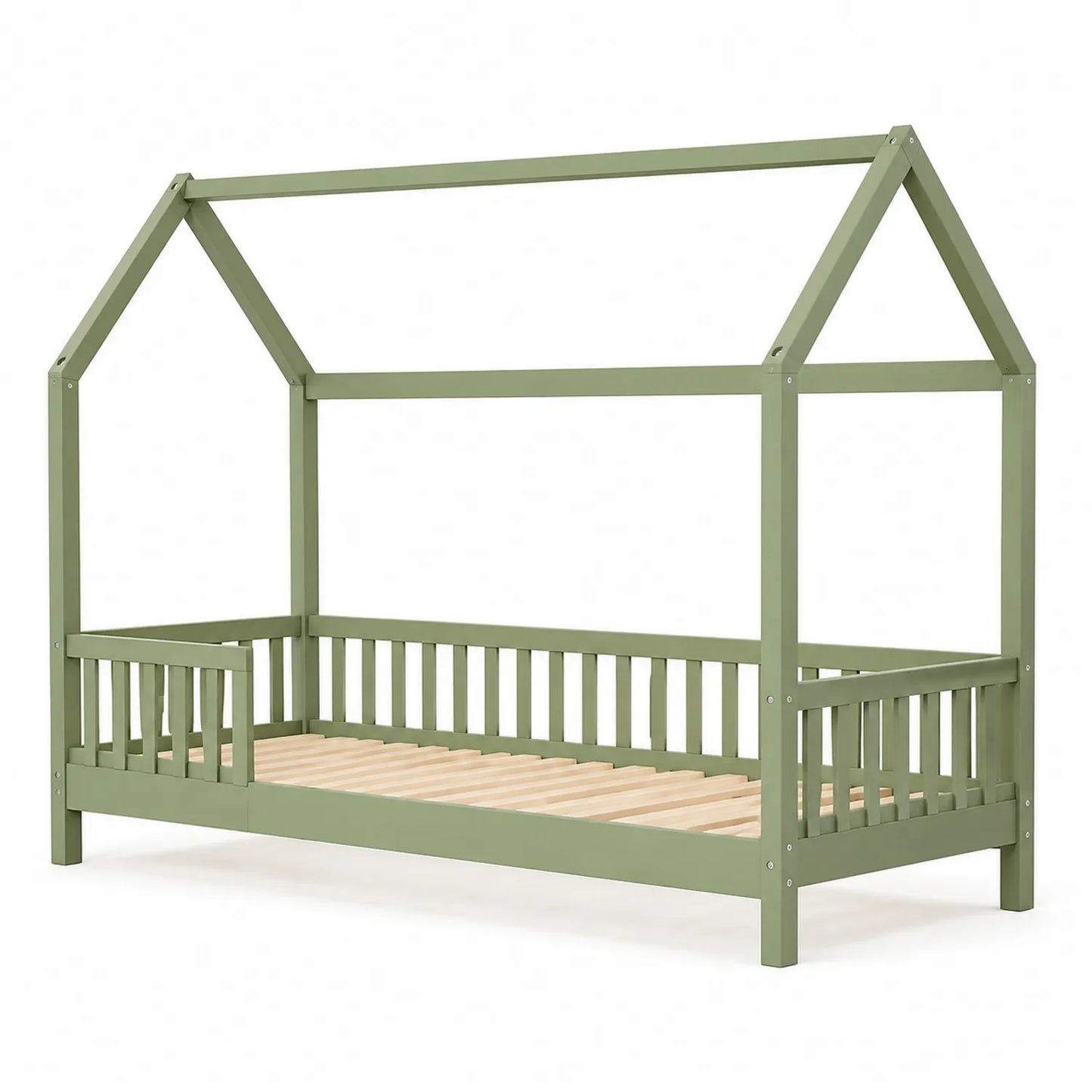 Kiefernholz Hausbett für Kinder 90x200 cm Grün