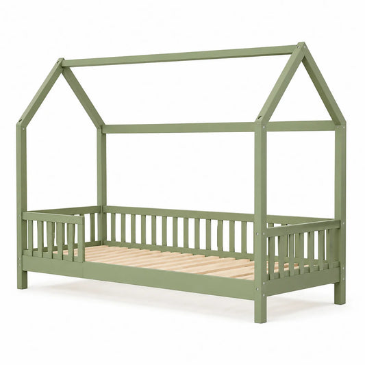 Kiefernholz Hausbett für Kinder 90x200 cm Grün