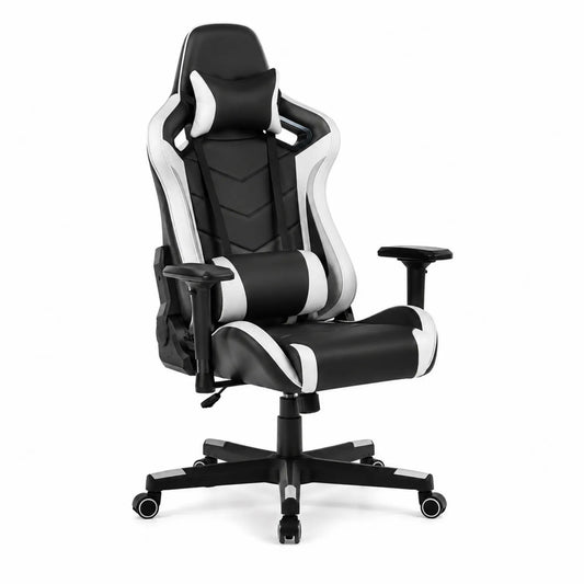 Gamingstuhl PU-Leder Schwarz/Weiß mit verstellbarer Funktion