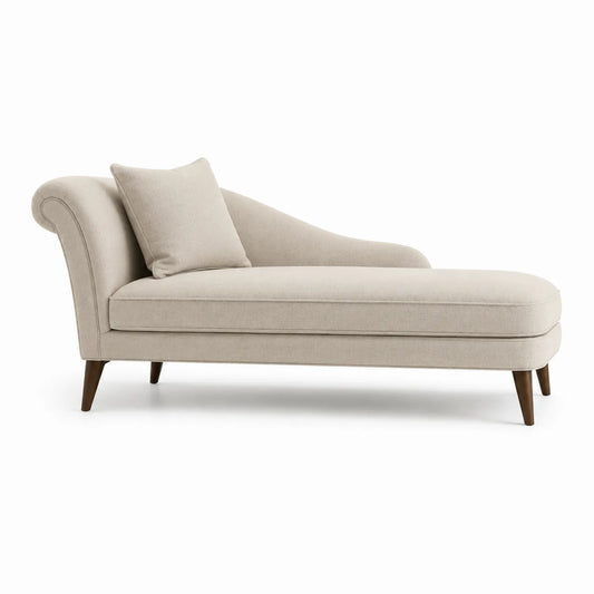 Chaiselongue aus Stoff Beige mit Kissen 180cm