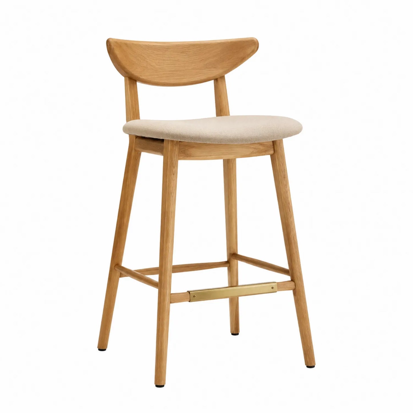 Holz Barhocker mit Polstersitz Beige 102 cm