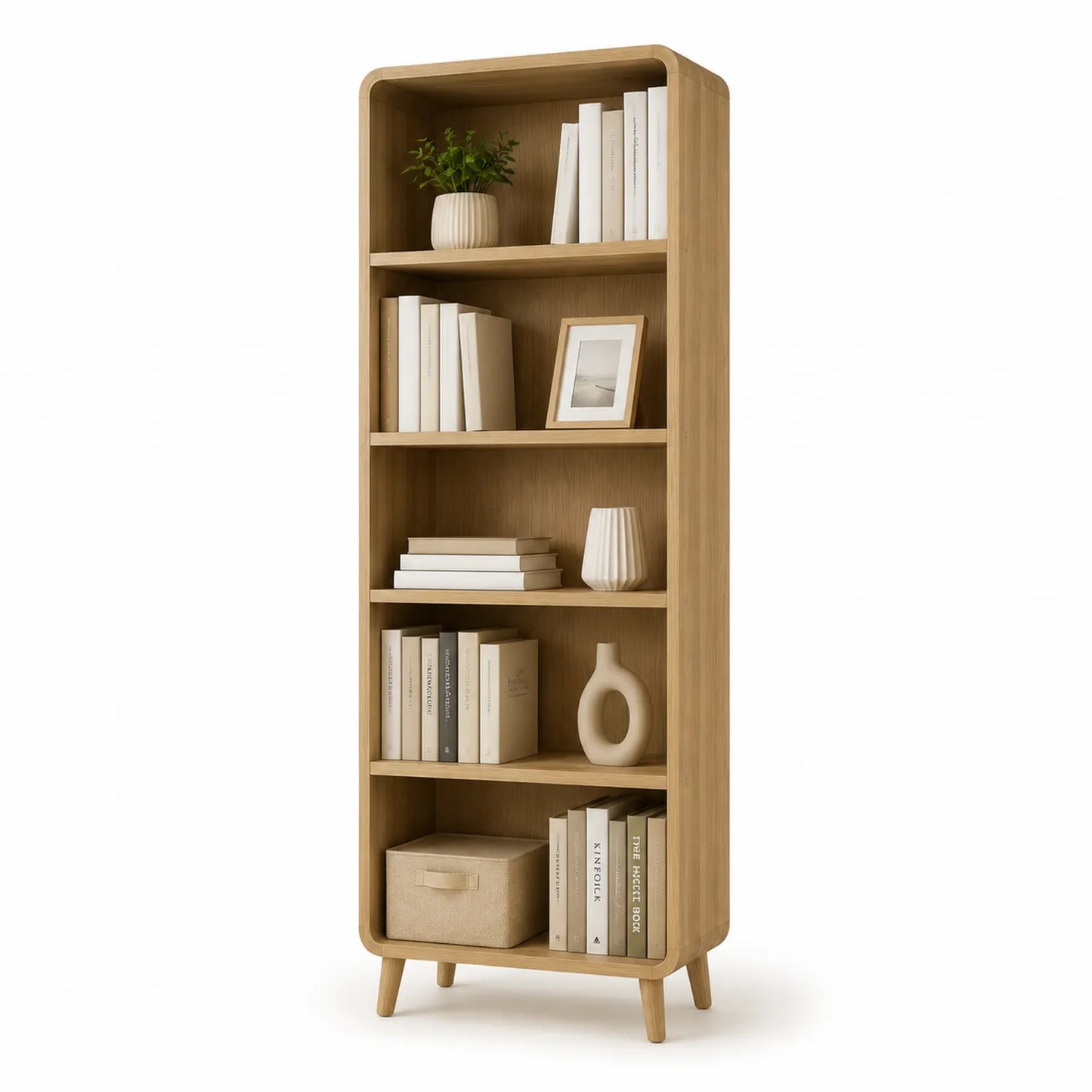 Eiche Bücherregal mit 5 Fächern, 180 cm Höhe