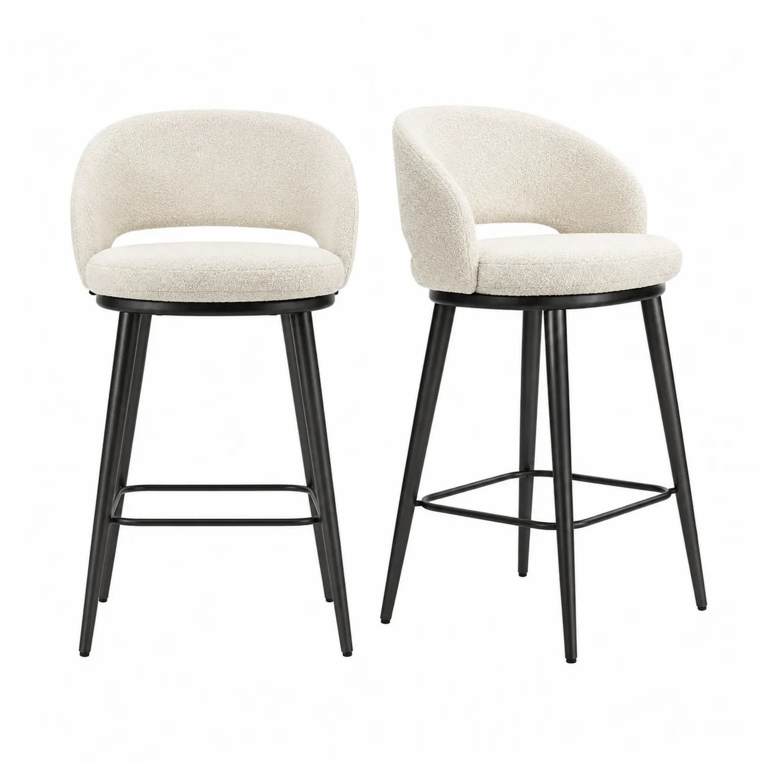 2er Set Barhocker Stoff Creme Metall 95cm