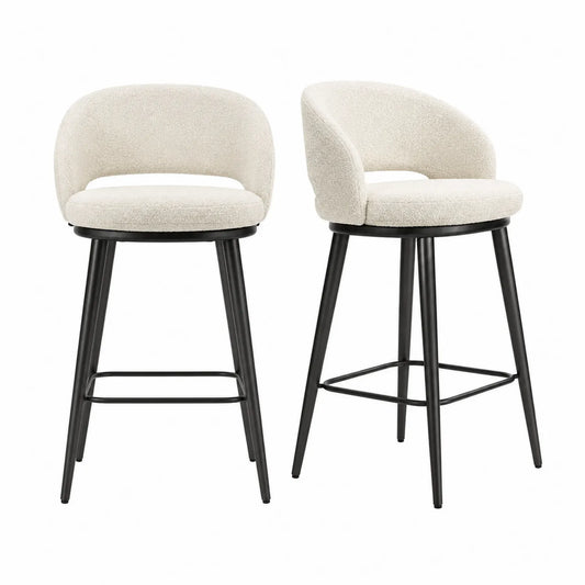2er Set Barhocker Stoff Creme Metall 95cm