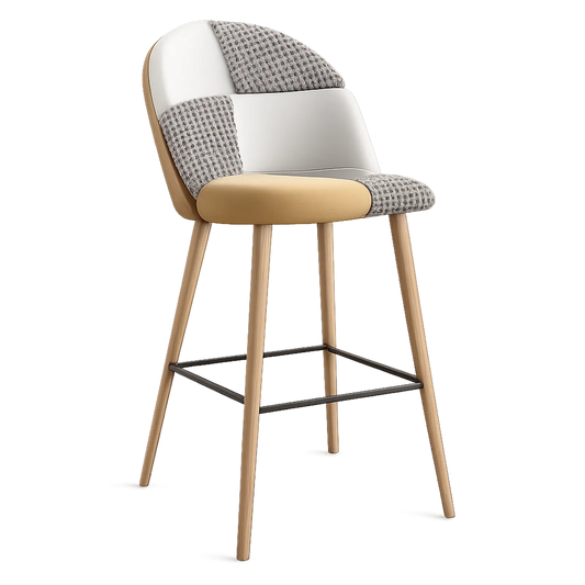 Barhocker Holz/Textil Grau-Weiß/Beige 105cm