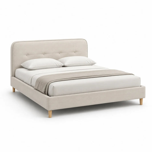 Doppelbett Holz Stoff Beige 200x160 cm
