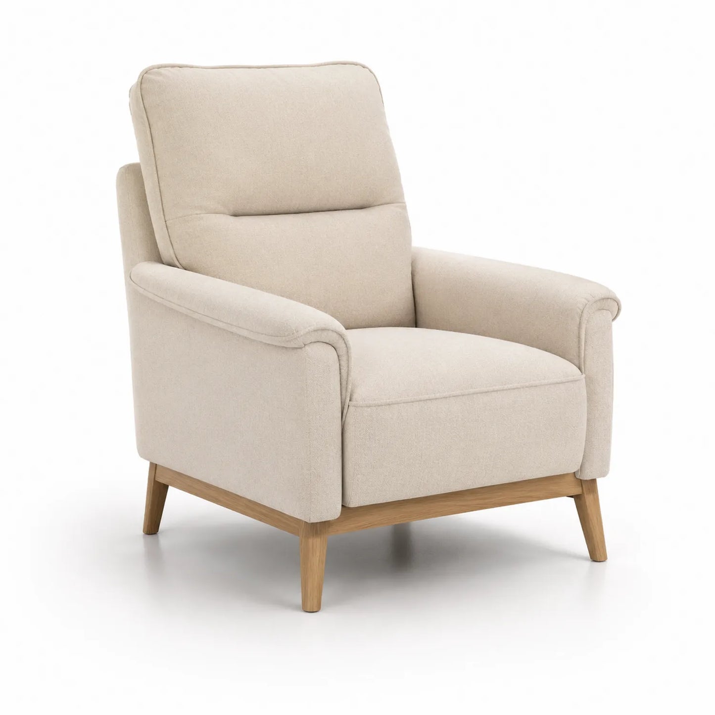 Leinensessel Beige mit Eichenholzrahmen