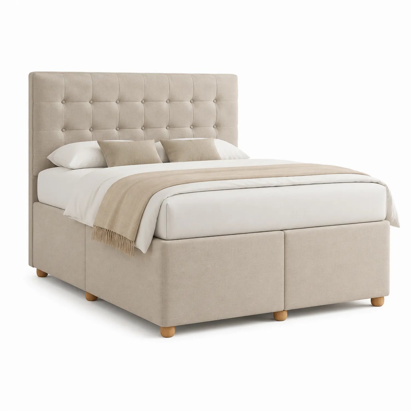 Stoffbettgestell mit Kopfteil Beige 200x180cm