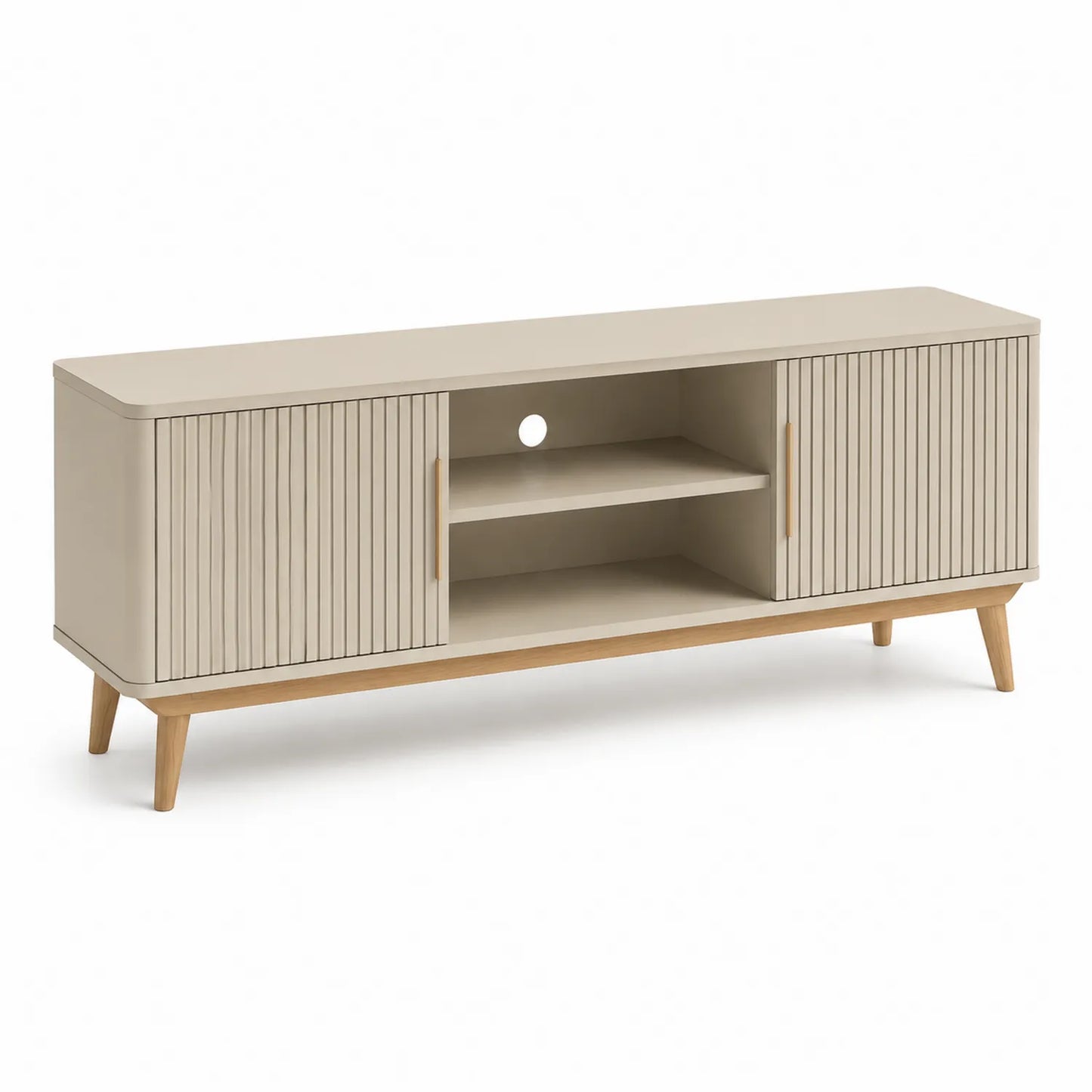 TV-Schrank Holz MDF und Kiefer 150x40x60cm Beige