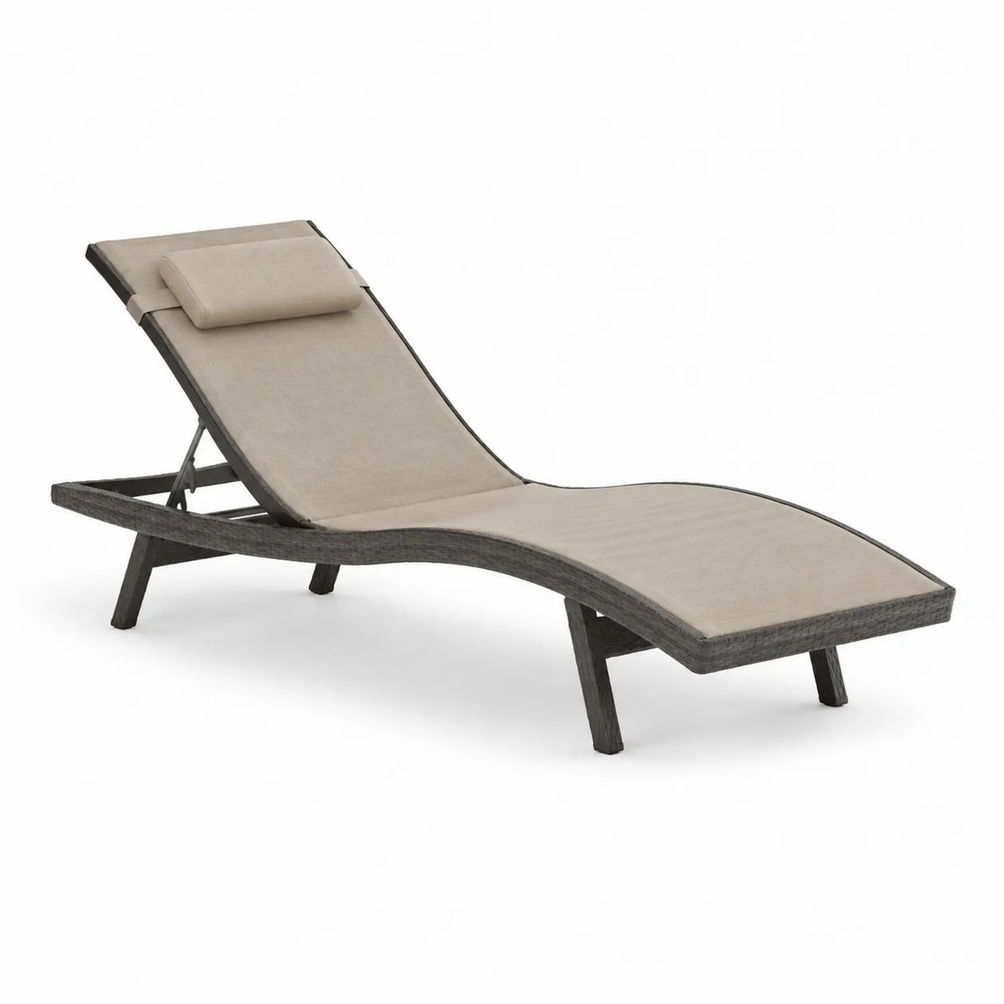 Liegestuhl mit Aluminiumrahmen und Polyestergewebe 195 cm Beige