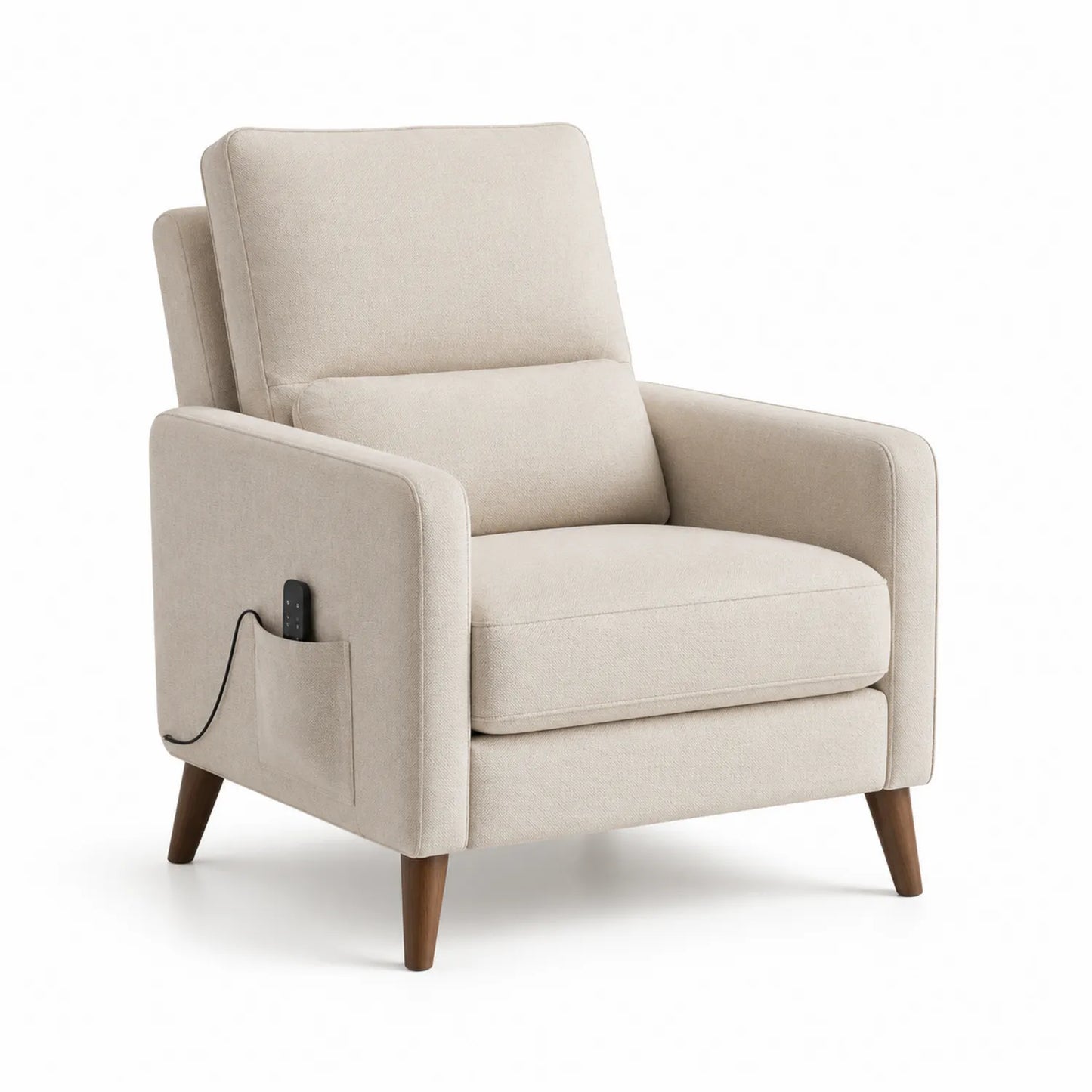 Sessel Stoff Beige mit Holzbeinen