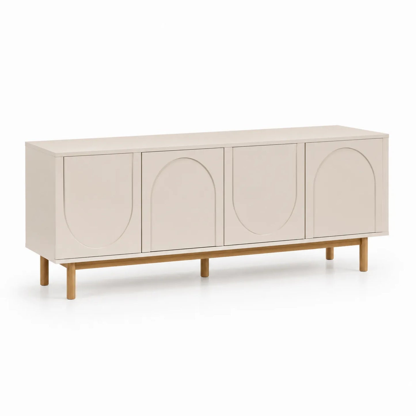 TV-Schrank mit Eichenholzrahmen, Creme, 180x45x60 cm