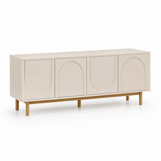 TV-Schrank mit Eichenholzrahmen, Creme, 180x45x60 cm